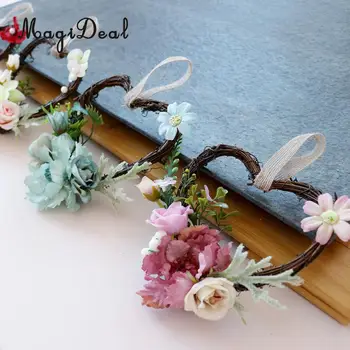 

Shabby Chic Heart Rattan Artificial Simulation Rose Flower Home Door Lintel Chair Wall Decoration Wedding Party Supplier