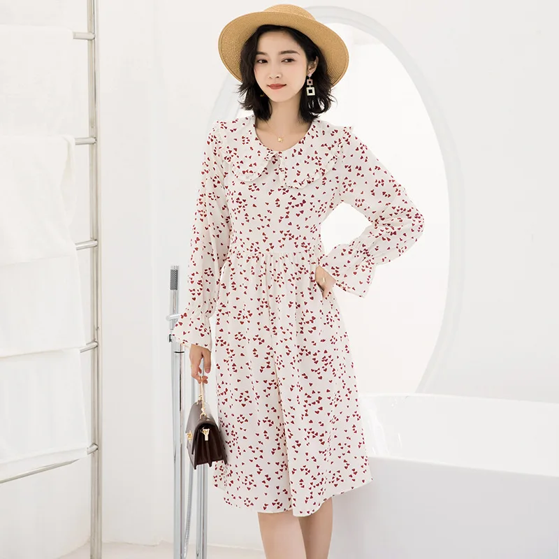 

French retro dress female 2019 summer new arrival spring and summer temperament high-end loose print dress summer mujer G506