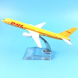 16 см модель самолета Модель DHL экспресс-доставки, Boeing 757 модель самолета 1:400 литой металлический самолет игрушка в подарок Бесплатная