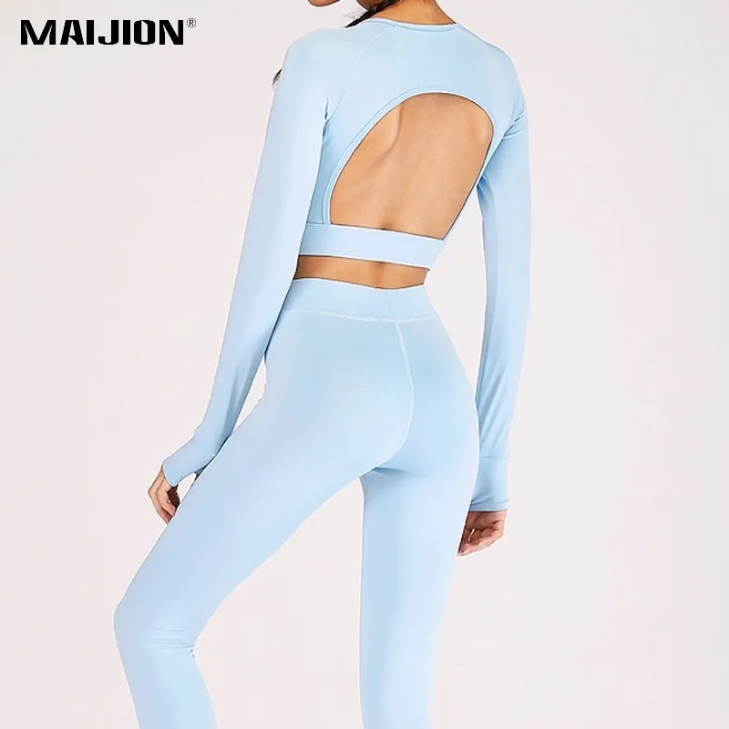 MAIJION Hollow out Running Sets For Fitness Yoga Quick Dry Elastic