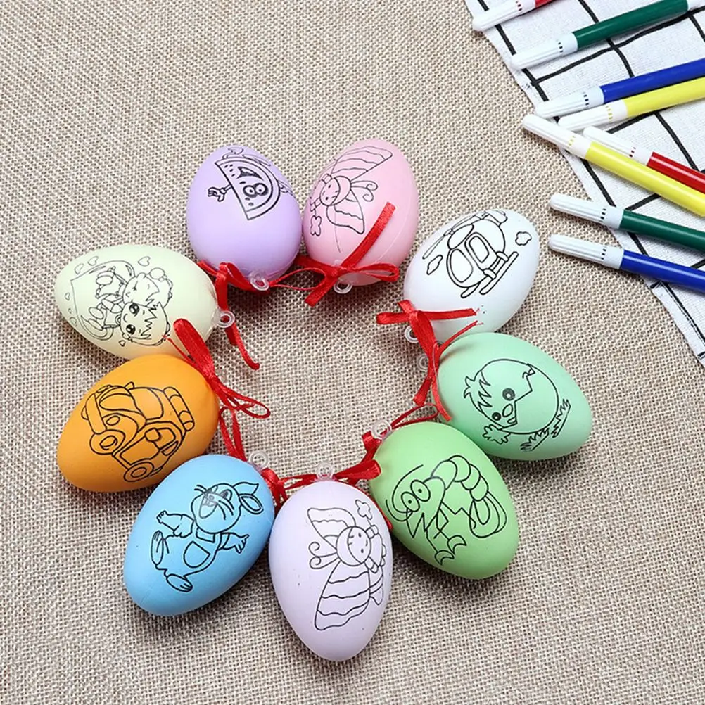 14Pc Lifelike Plastic Graffiti Eggs Materials Cute Materials Set Hand