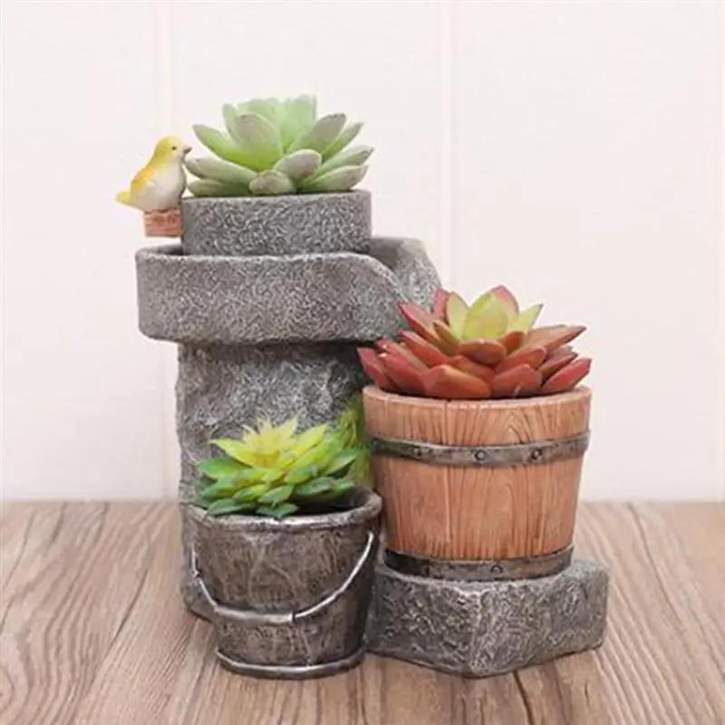 

1 Pc Landscape Micro Creative Hanging Tiny Artificial Garden Flowers Succulent Plants Holders Pot (Millstone)