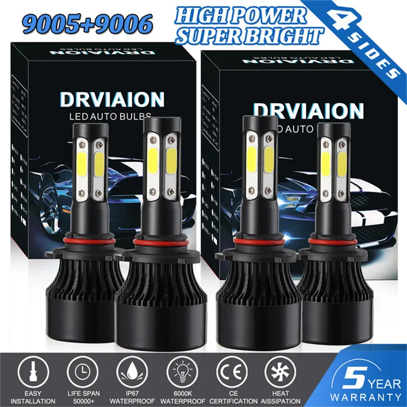 Hiyork Новинка 4 боковых люменов DOB 100 Вт 10000lm H4 Hi lo H7 H11 9005 9006 Автомобильный