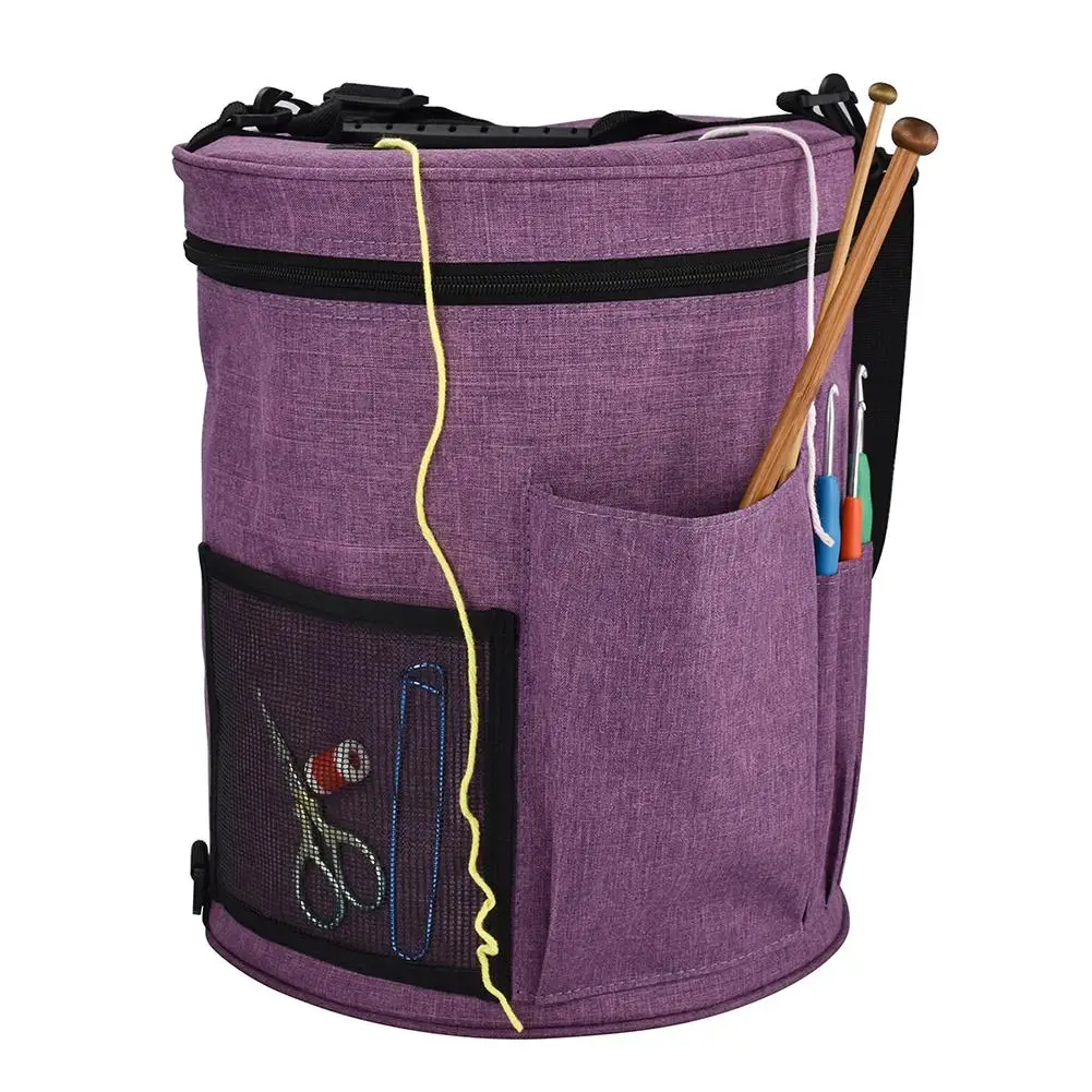 Цилиндр вязаная шерстяная сумка для хранения большой емкости сумка для хранения с застежкой-молнией внешний карман дизайн