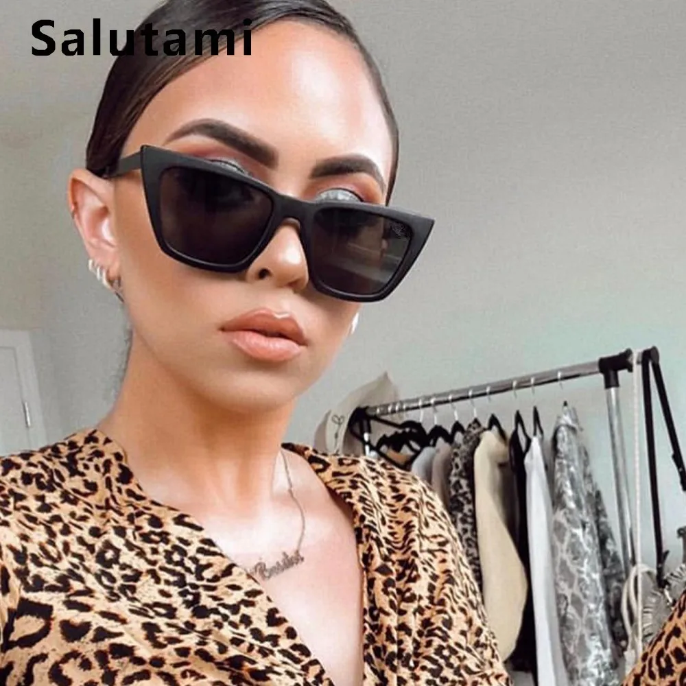 Черные квадратные женские солнцезащитные очки "кошачий глаз", роскошные брендовые винтажные Ретро очки на плоской подошве, мужские прозрачные линзы, женские сексуальные очки
