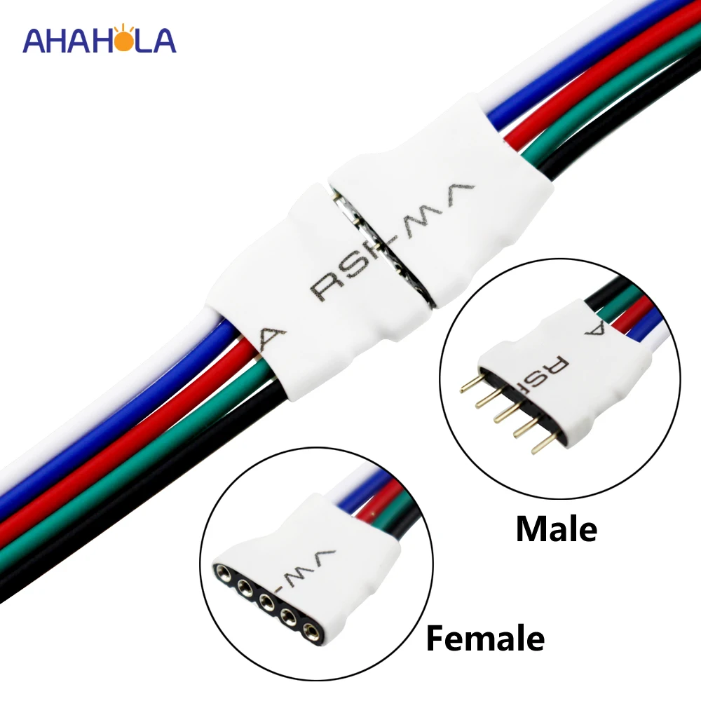 

RGBW Led Strip Connector 5 Pin Connectors Led Strip Male Female Wire Connector Cable Male Female Wire Connector 5 Pin