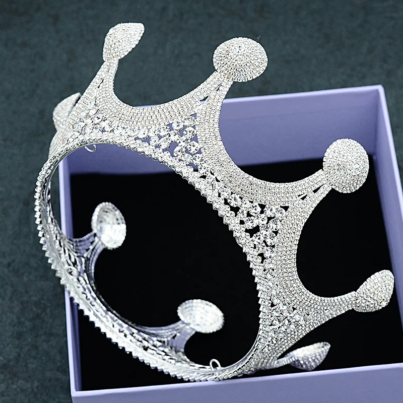 

Bride's headdress silver baroque crystal crown wedding performance princess hair decoration wedding hair accessories