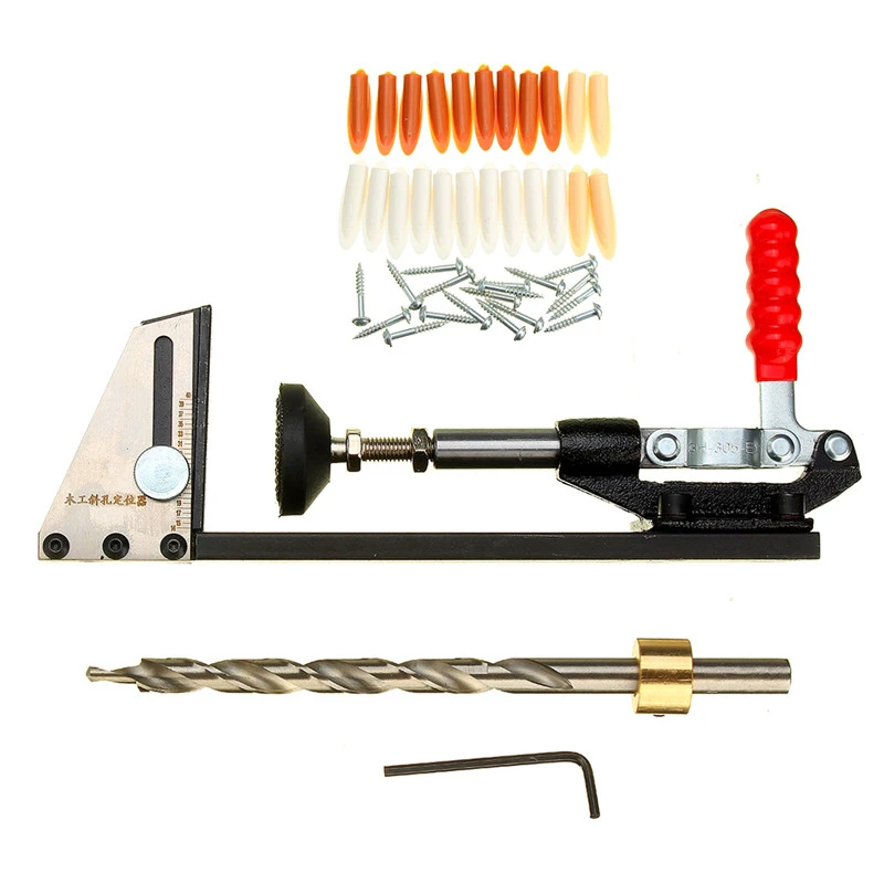 

Woodworking Inclined Hole Locator Drill Guide Kit All-steel Pocket Hole Jig System With Toggle Clamp High Quality