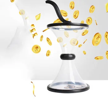 

New Gravity Rotating Cyclone Piggy Bank Decompression Vortex Funnel Transparent Hard Moneybox Safe Coin Save Box New Year Gift