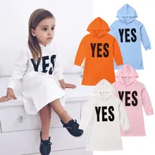 Модное хлопковое платье с капюшоном и длинными рукавами для маленьких девочек, свитер, повседневная одежда для маленьких детей, новорожденных