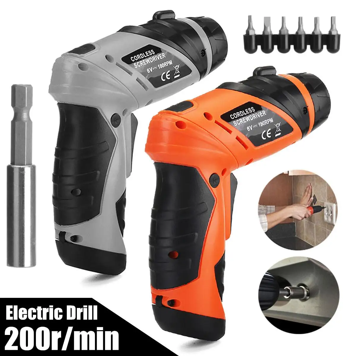 

6V Foldable Electric Screwdriver Power Drill Battery Operated Cordless Screw Driver Multifunction Wireless Power Tool Screw Head