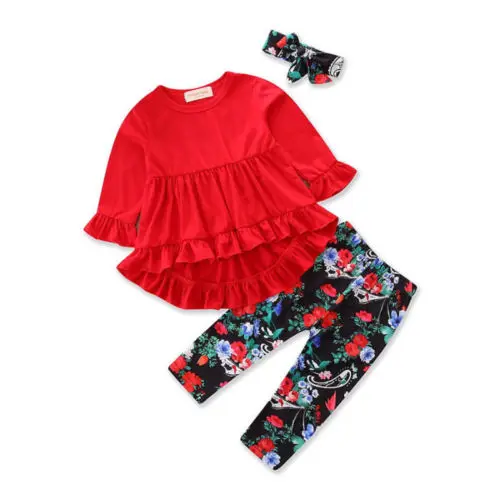 1 6Years Toddler Baby Girl Floral Top Dress Pants Leggings Set Clothes