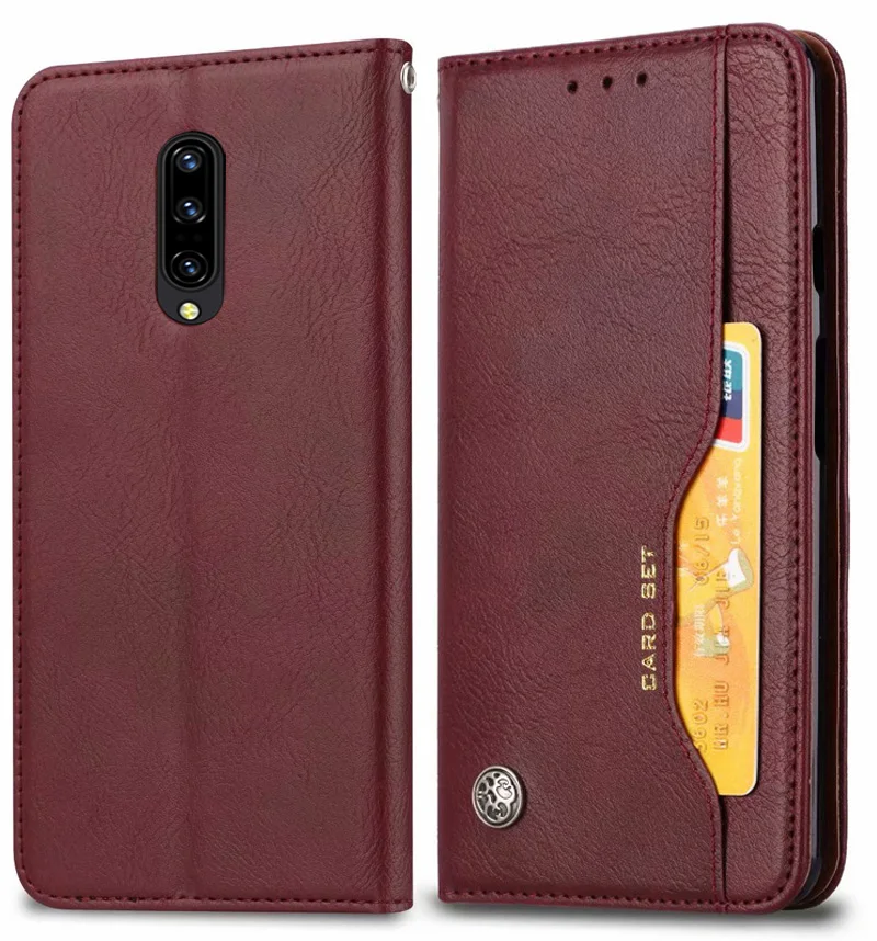 Кожаный чехол книжка с отделением для карт Oneplus 7 Pro 6T 6 Чехол в деловом стиле