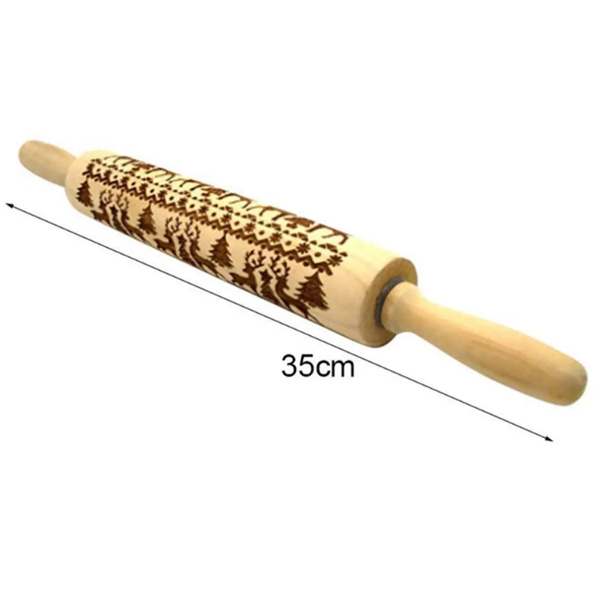 35 см Рождественская тисненая скалка для выпечки печенье, фондан, пирог, тесто Выгравированный роллер олень; Снежинка