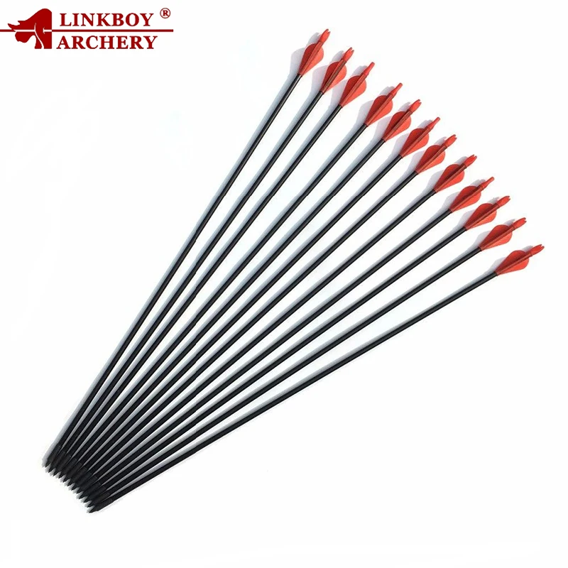

12Pcs Linkboy Archery Children's Fiberglass Arrow Glued-in Points Vanes Nocks Compound Bow Hunting Practice Outdoor Play