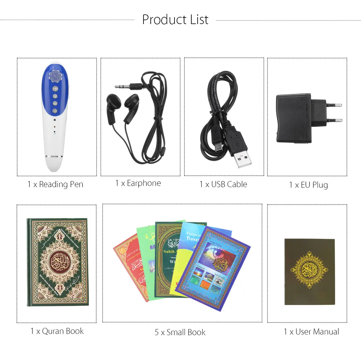 NEW 8GB Digital Quran Pen Reader 23 Languages Digital Quran Reader Pen Speaker Recite FM MP3 TF With 6 Books