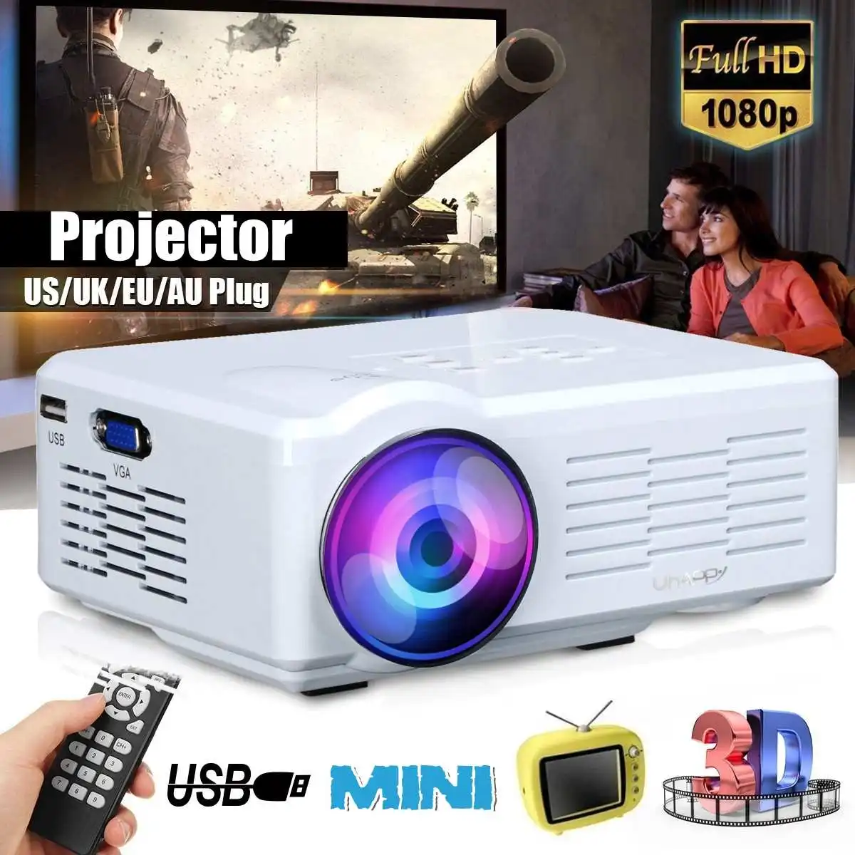 

projector U35 LED MINI projector USB / SD / VGA / HDMI / AV LED Portable HD Beamer for Home Cinema