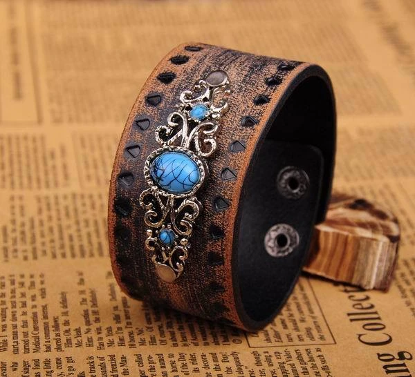 CABODYALS Leder Armband Vintage - Verstellbare Rindsleder Manschette