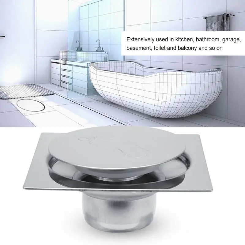 Us 7 57 46 Off Stainless Steel Floor Drain Pedal Bounce Type Shower Drain For Bathroom Garage Basement Square Waste Drain Strainer Cover In Drains