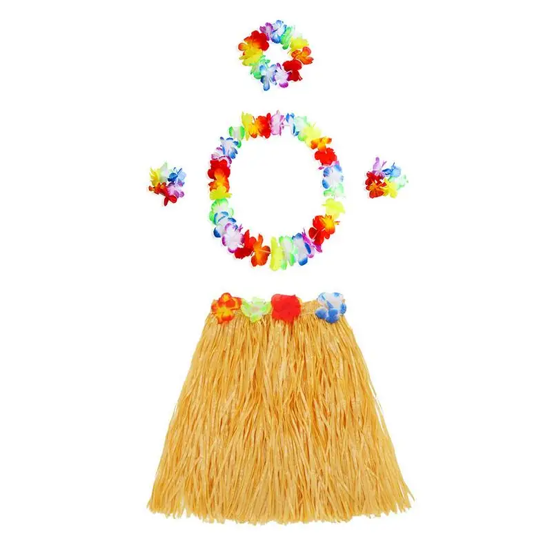 

Hawaii Grass Skirt Fashion Show Dance Set Hula Thickening Suit Children Adult Clothing Hula Dance Costume Set