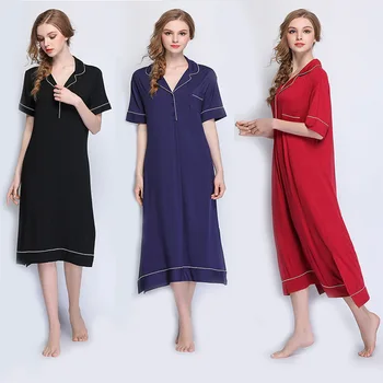 

Long Nightgown Plus Size Nightgowns Women Model Short Sleeve Turn Down Collar Lingerie Dress Sleepwear Sleepshirts Nightdress