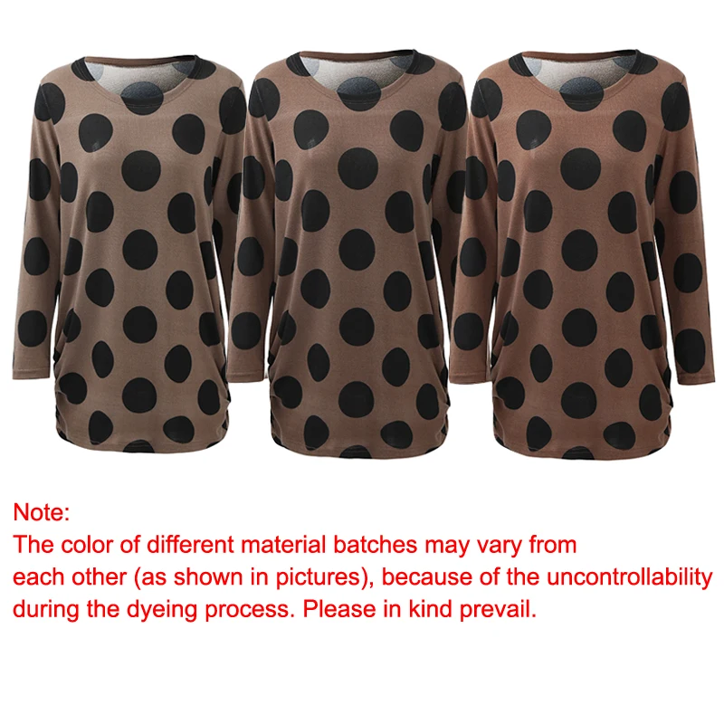 2019 Korean T Shirt Women Long Sleeve Tshirt 5XL Plus Size T-shirt Dot Tunic Knitted Shirt Long Pullover female Tops Tees Coffee