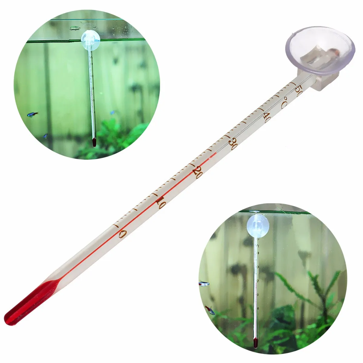 

NEW Glass Aquarium Thermometer With Suction Cup Fish Tank Aquarium Temperature Measurement
