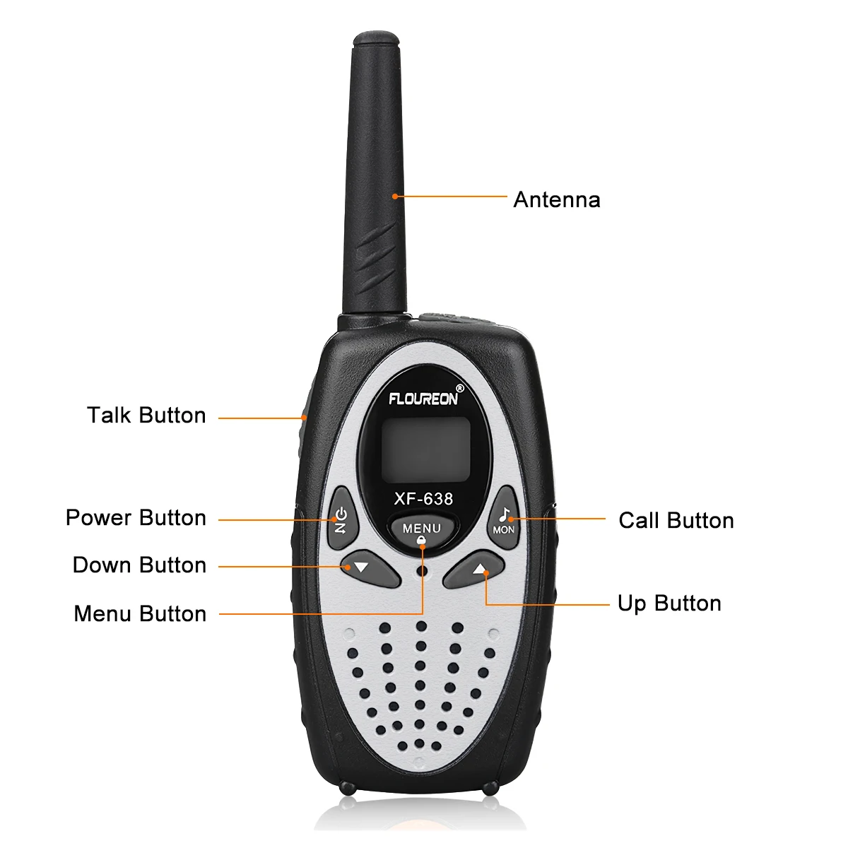 Floureon 8-канальный Twin рации UHF400-470MHZ 2-передающие устройства 3 км Диапазон переговорные серебро