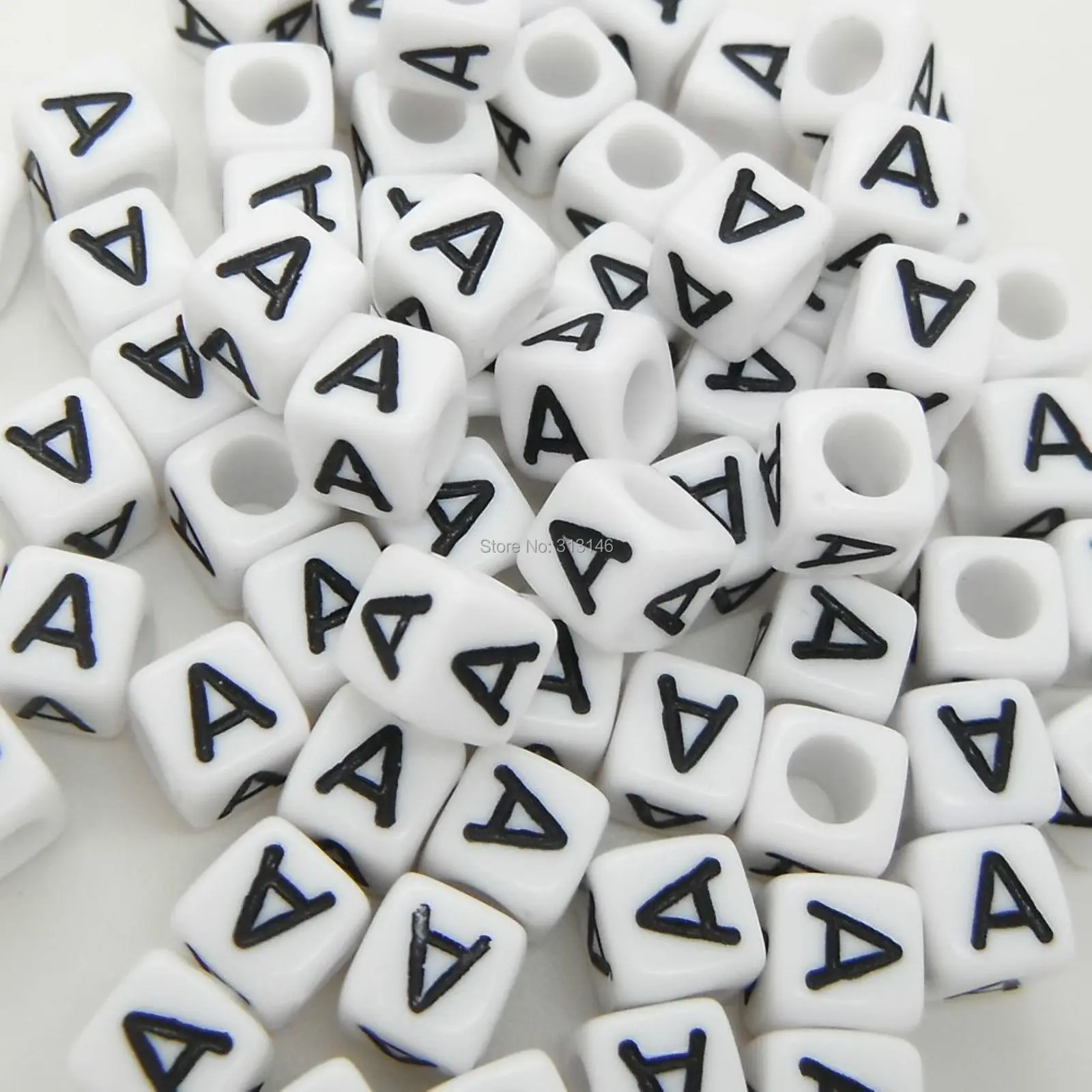 200pc/lot Letter Number Acrylic Beads Square Round Heart Big Hole Beads  Mixed For DIY Making Jewelry & Charm Bracelet Wholesale