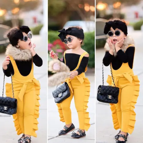 yellow overalls girls
