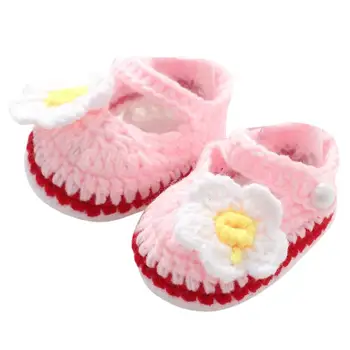 

Handmade Flower Newborn Baby Shoes Infant Toddler Girls Crochet Knitted First Walker for 0-18M