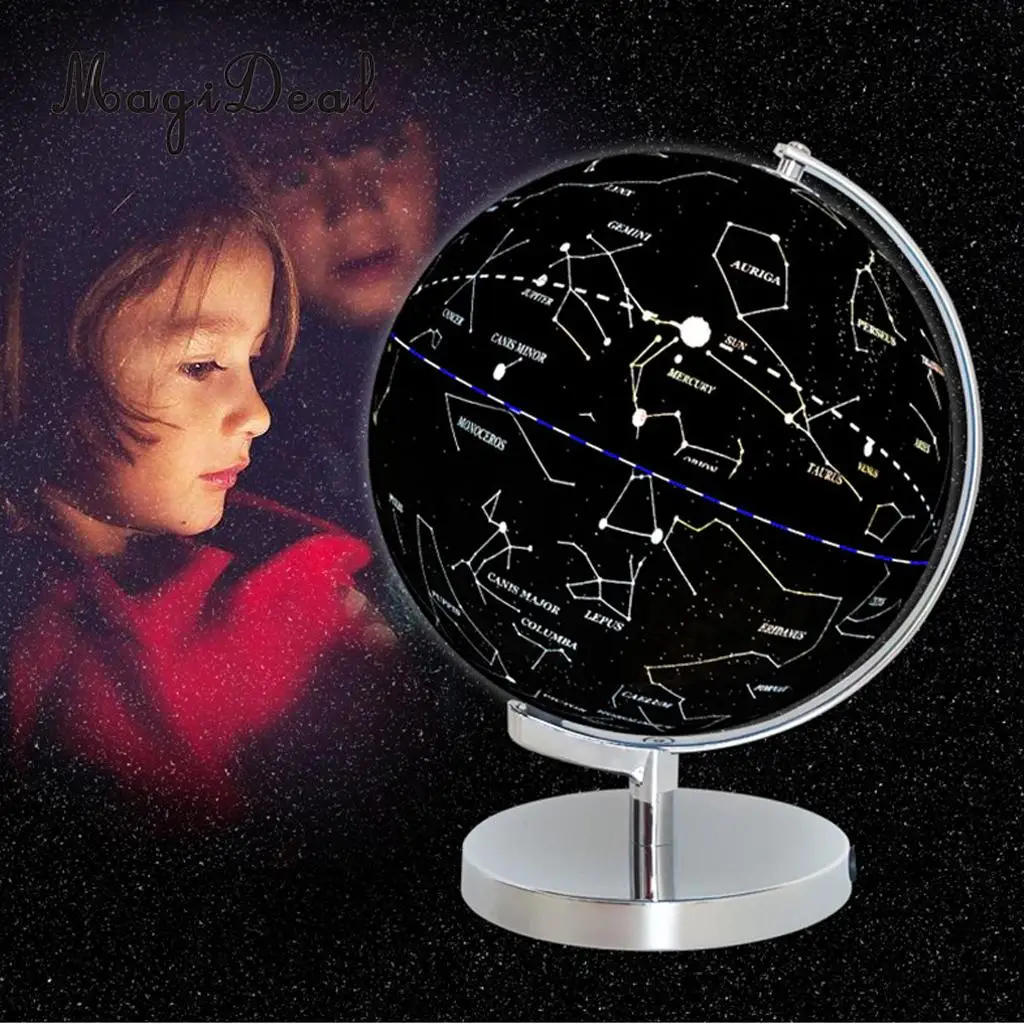 

25cm Illuminated World Globe Constellation Globe Model Table for Home Office Desk Ornament Children Student Gift School Apply