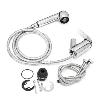 

Kitchen Sink Faucet with Pull Out Sprayer Spray Kitchen Tap Pull Down Chrome Plated Single Handle Deck Mounted 360 Rotation Tap