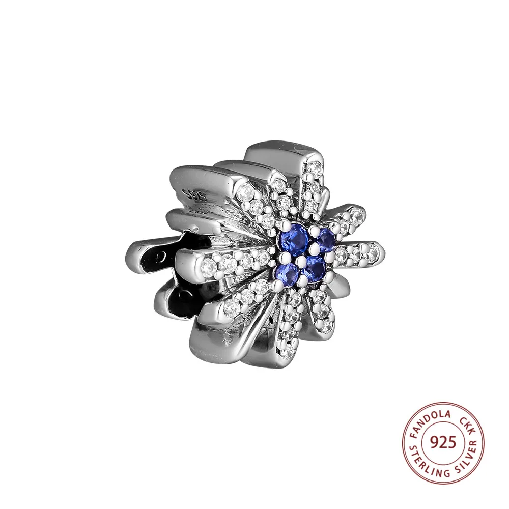 Dazzling Fireworks Charms 100% 925 Sterling Silver Clear CZ & Blue Crystal Beads for Jewelry Making Fits Original Brand Bracelet