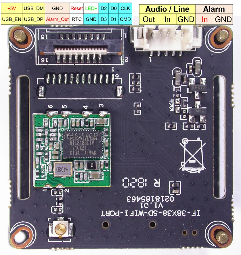 WiFi H.265 / H.264 Объектив рыбий глаз 1/2.7 &quotSmartSens SC2235 CMOS + Hi3516C V300 камера видеонаблюдения