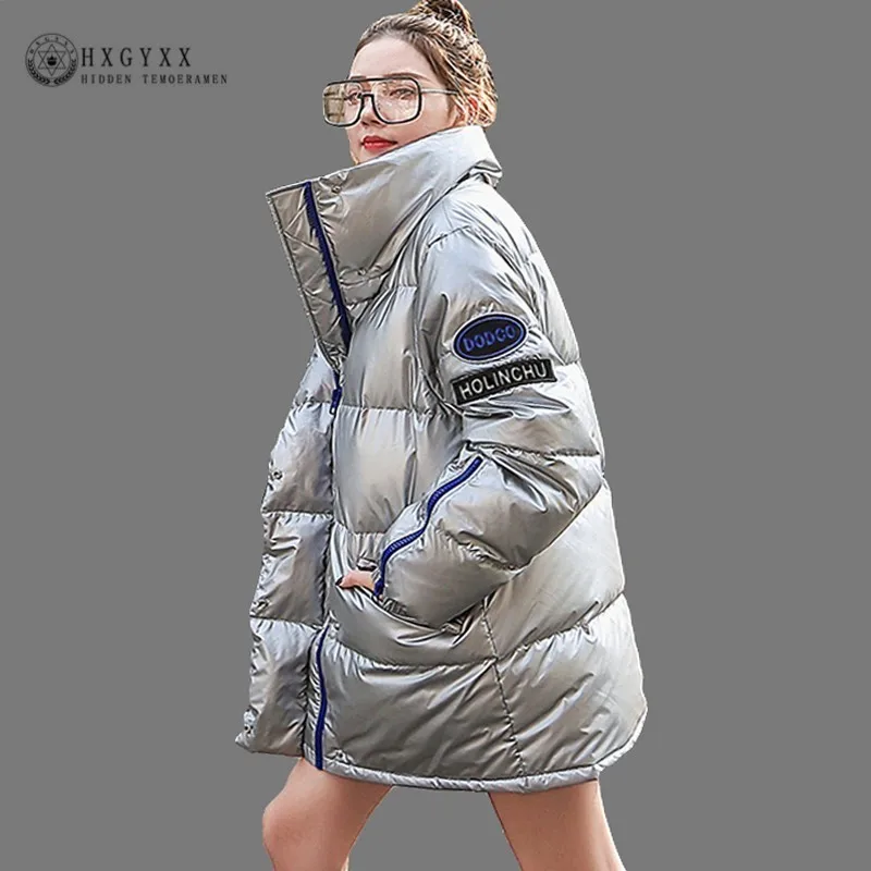 Толстая Теплая стеганая парка женская зимняя куртка женская одежда яркая поверхность Стеганое пальто Повседневная Свободная хлопковая верхняя одежда Okd653