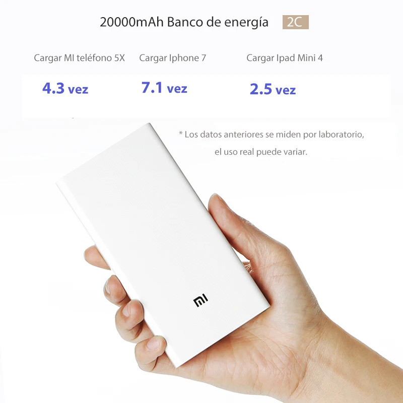 20000 мАч Внешний аккумулятор Xiaomi 2C внешний поддержка QC3.0 двойной USB портативный Mi