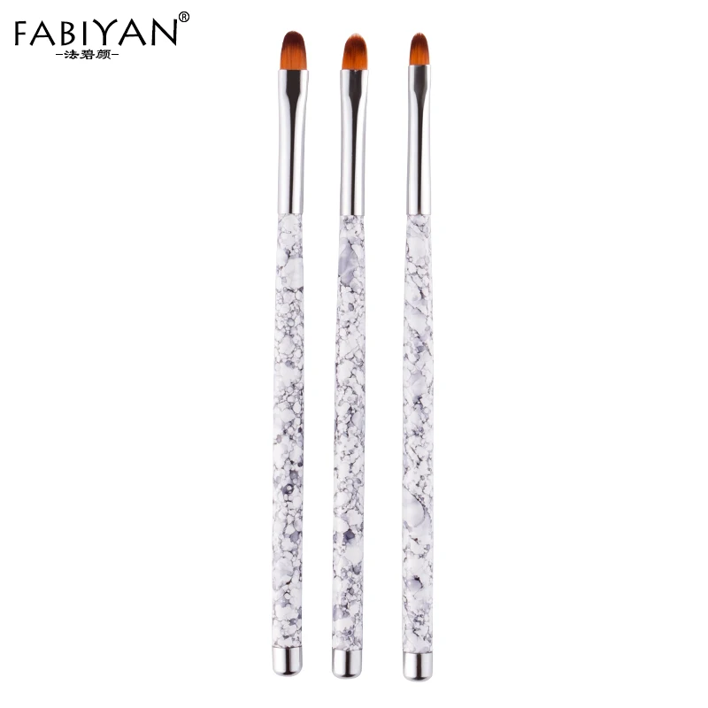 

3Pcs Nail Art Brush Acrylic UV Gel Extension Builder Flower Design Painting Drawing Pen Manicure Tools Round Top Cleaning Set