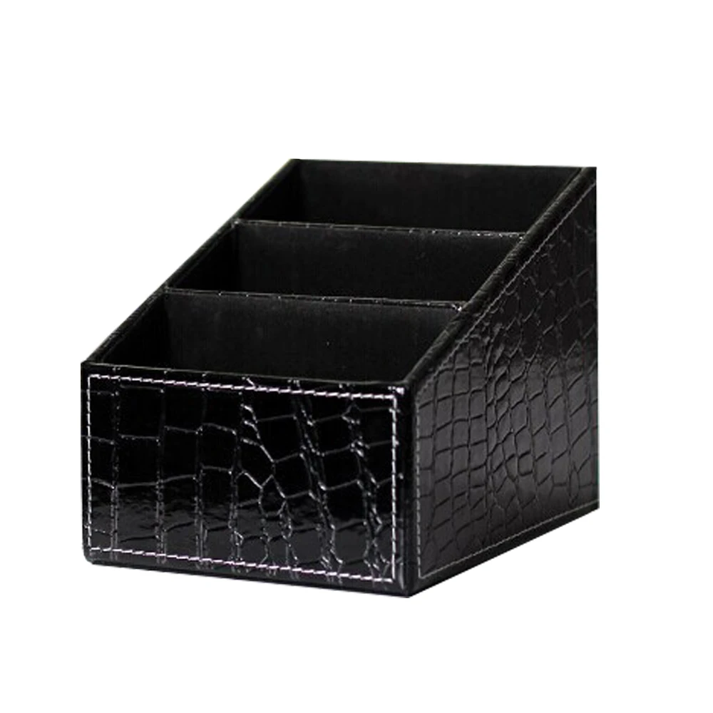 

Luxury Leather Desktop Remote Control/Tv Guide Organizer Box Makeup Cosmetic Storage Box Container Holder Box Bins For Office