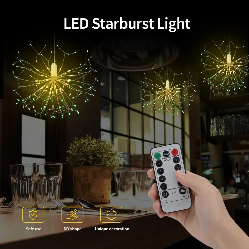 Fairy Lights 198 LED Bouquet Shape Starburst Light Remote Control 8