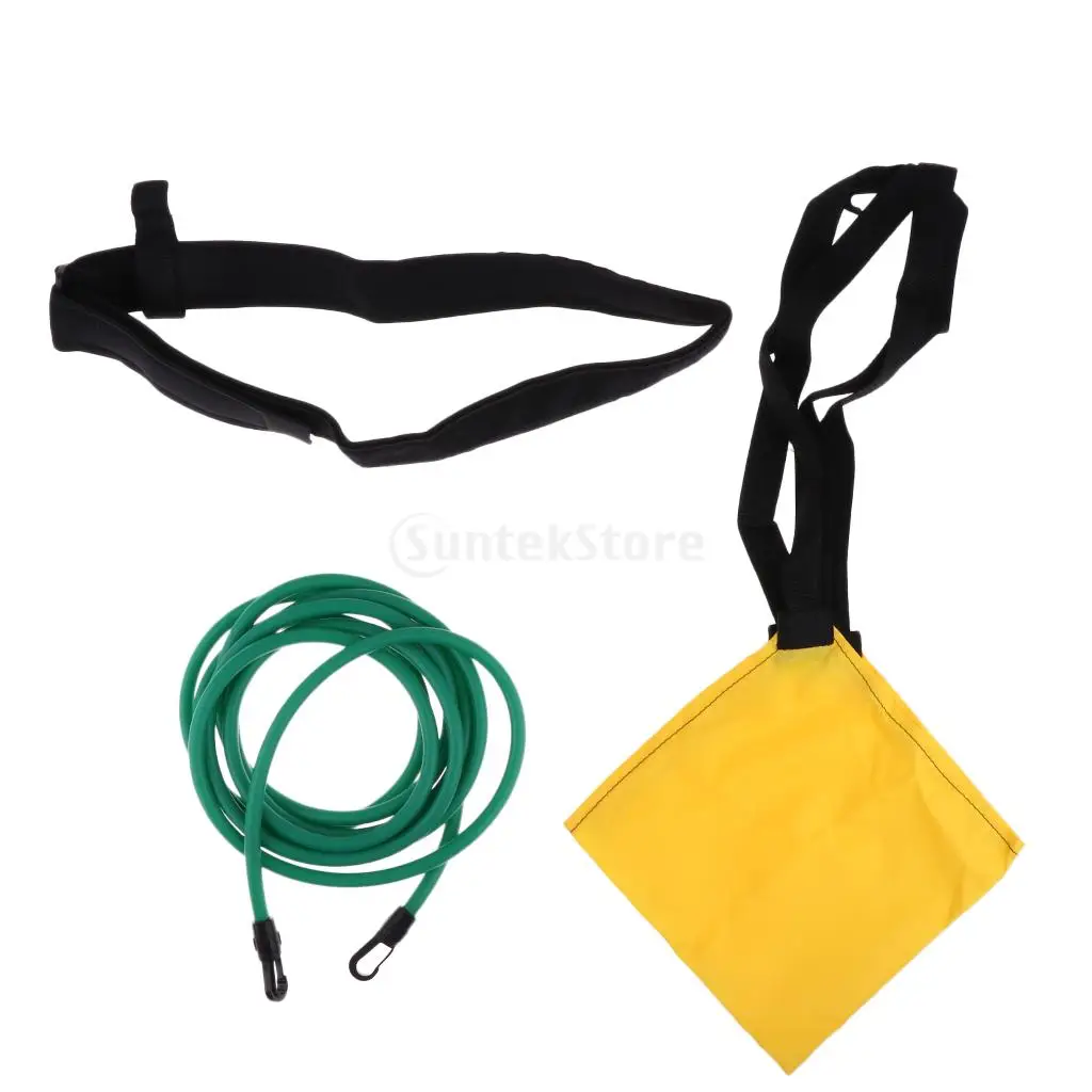 

1 Set Swim Training Device Adjustable Elastic Swiming Resistance Belt Parachute Drag Trainer Tether Leash for Unisex Adult Kids