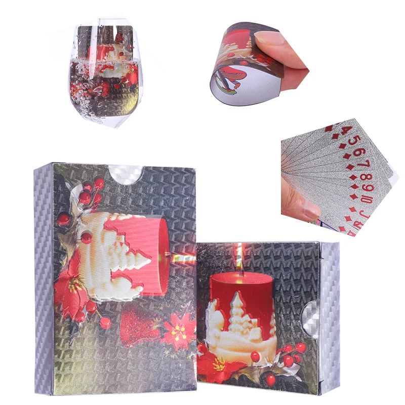 CHRISTMAS plastic Playing Cards Waterproof golden PVC poker game cards collection Durable creative gift plastic poker cards CHRISTMAS plastic Playing Cards Waterproof golden PVC poker game cards collection Durable creative gift plastic poker cards