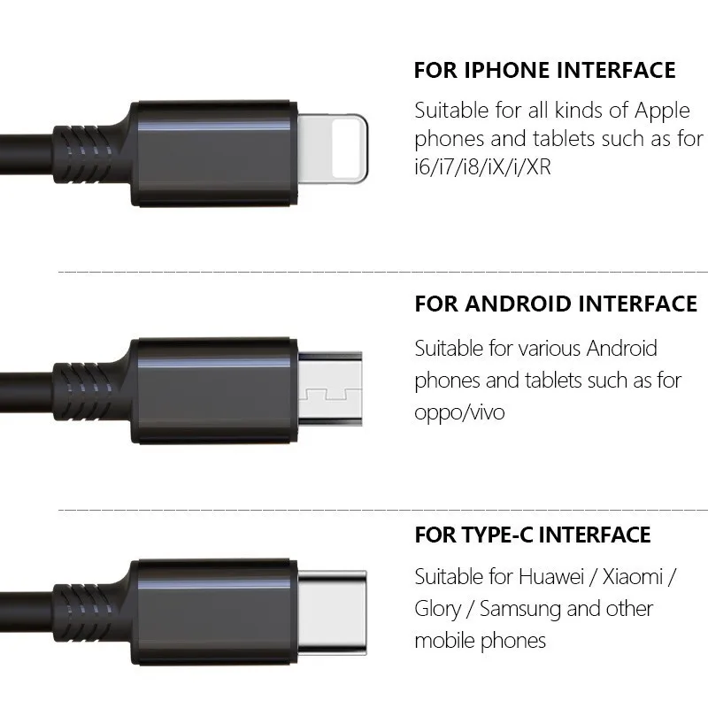 90PAI USB Cable for iPhone Xs Max XR Fast Charging Cable for Samsung For Huawei Type C Cable 3 in 1 Micro USB Cable Recommend 90PAI USB Cable for iPhone Xs Max XR Fast Charging Cable for Samsung For Huawei Type C Cable 3 in 1 Micro USB Cable Recommend