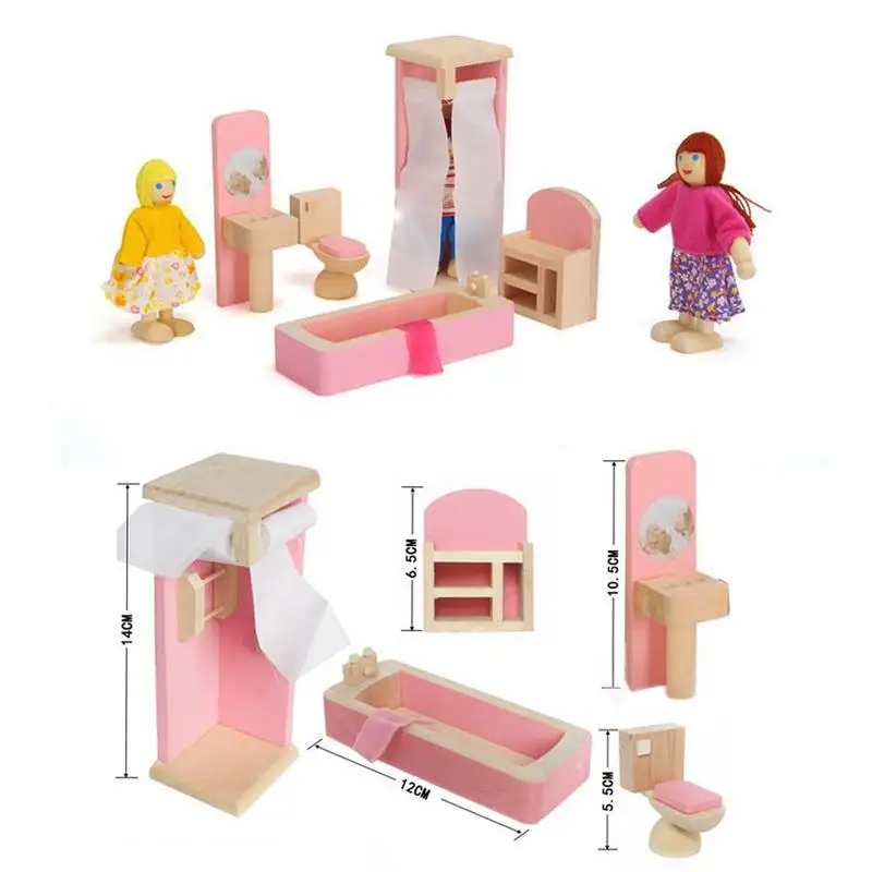 الوردي خشبية نتظاهر لعب الأطفال الوردي الأثاث التظاهر للعب الأسرة المشهد الأطفال منزل اللعب الهدايا