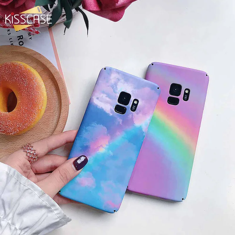 KISSCASE Rainbow Phone Case For Samsung S9 S8 S7 Plus Hard PC Cases Galaxy Note 9 8 edge Back Cover |