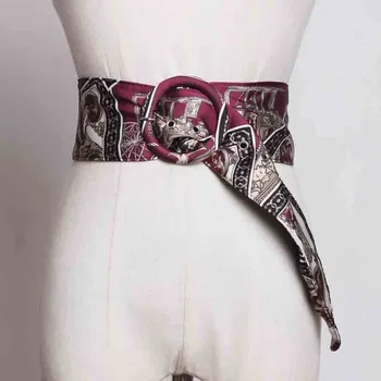 

SeeBeautifulNew Fashion 2020 Summer Autumn Printed Long Pin Buckle Width Belt All Match Girdle Women Y701