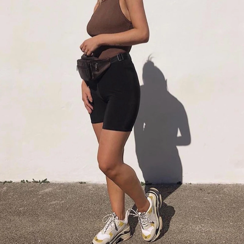 

Black Biker Shorts Women Summer Vintage White Solid Skinny Sexy Cotton Pink White Elastic High Waisted Shorts Feminino