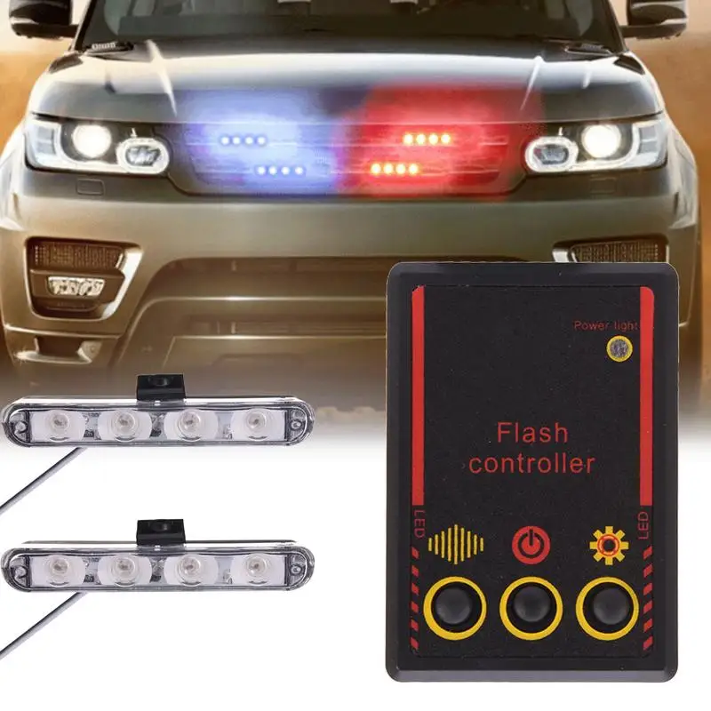 

12V 8W Car Multi-mode Dazzling In-line Control LED Flash Light Strobe Warning Police Lights Day Running Light Car Accessories