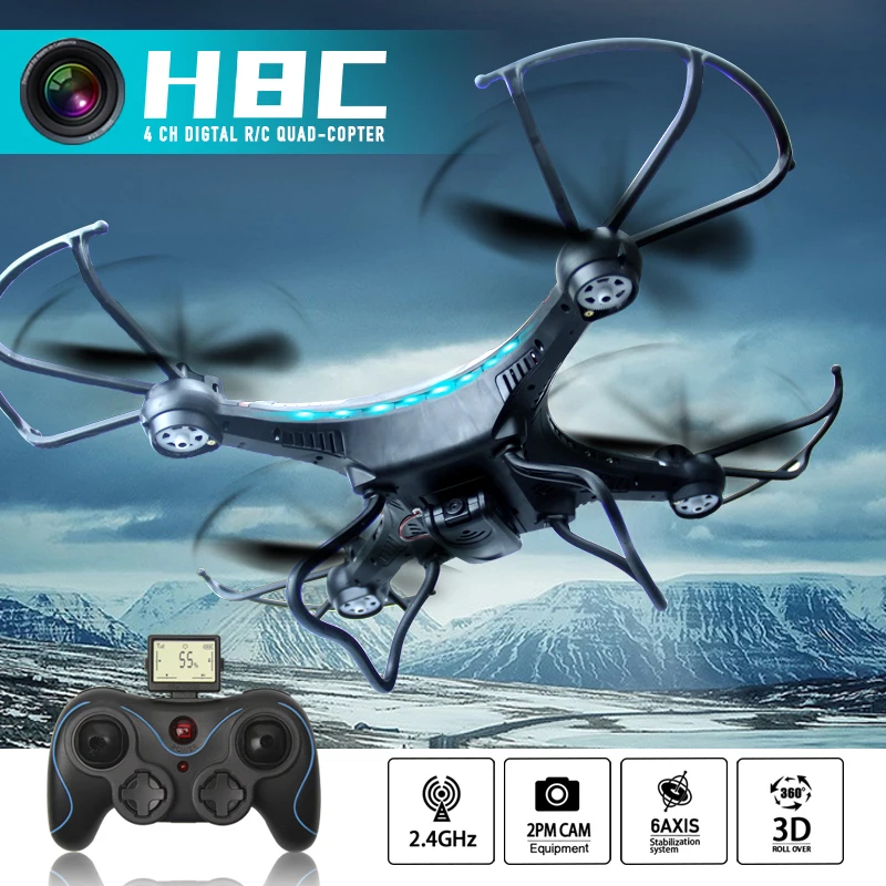 JJRC H8C Aerial Photography Remote Control Helicopter 2MP HD Camera 6 Axis Gyro 360 Degree Roll-over LED Light Drone