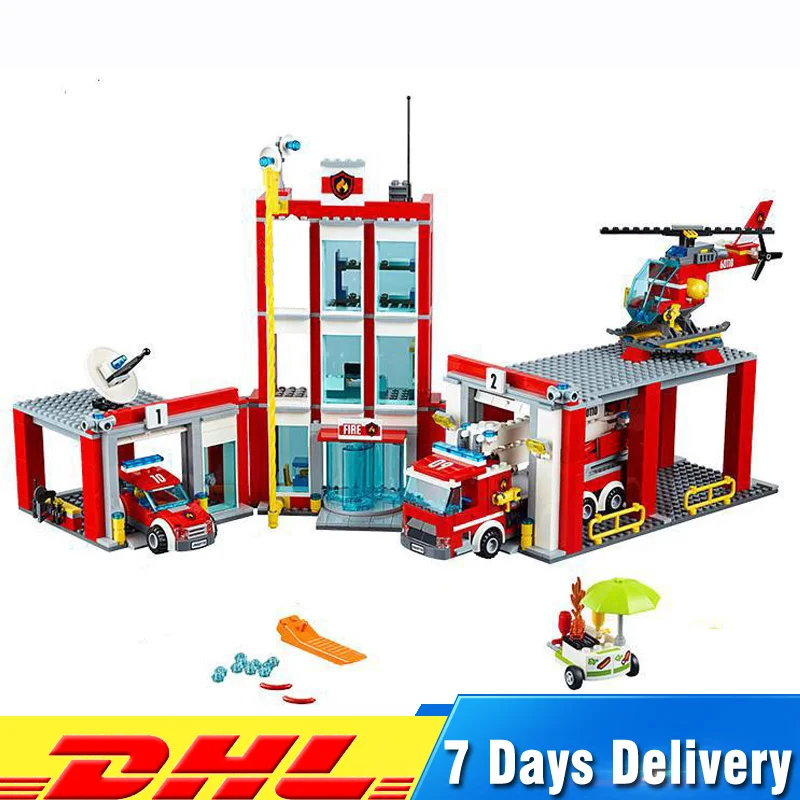 

Lepin 02052 The Fire Station Set 60110 Genuine City Series 1029Pcs Building Blocks Bricks Educational Toys DIY Christmas Gift